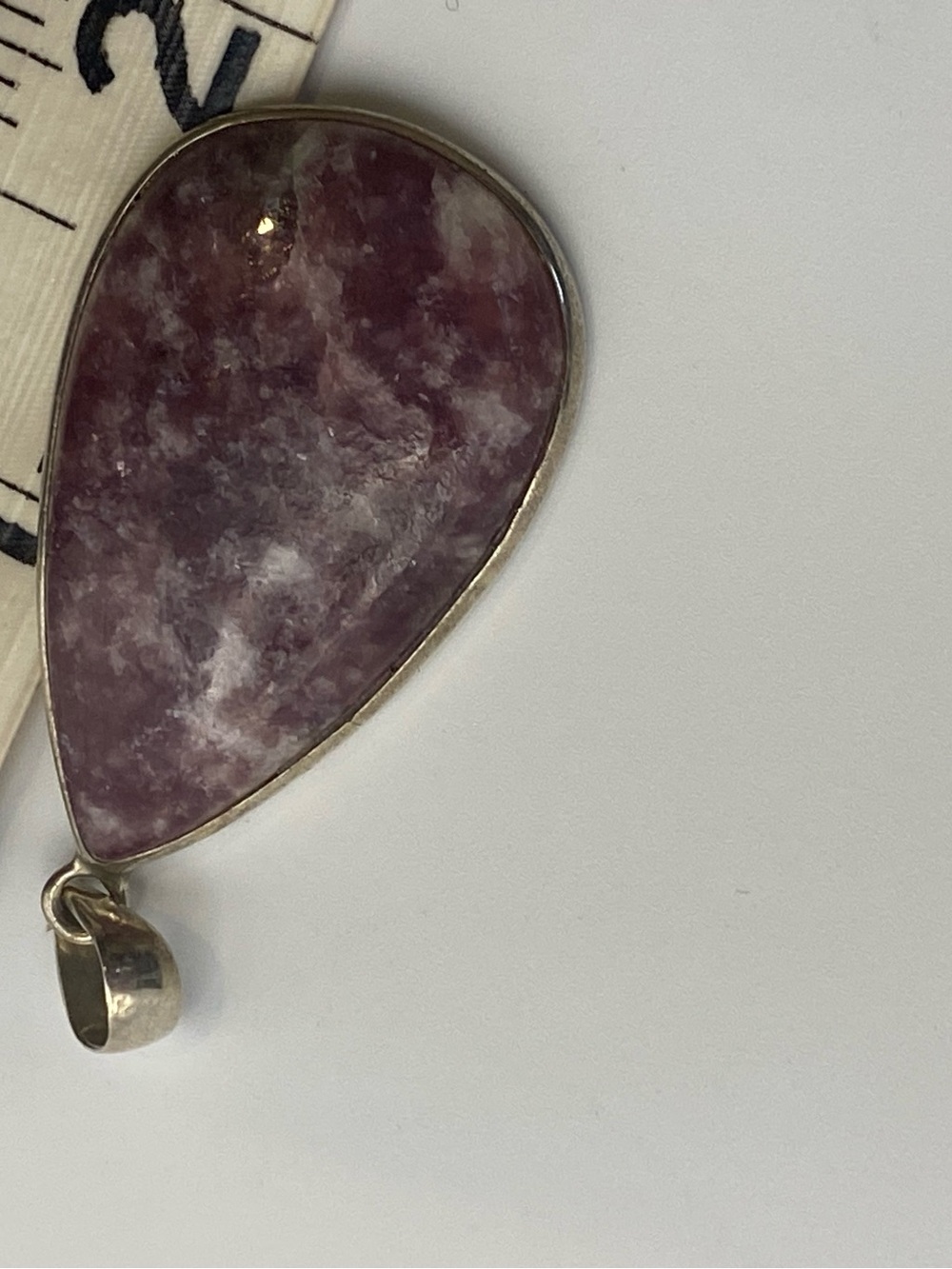 Natural Lepidolite Sterling Silver Teardrop Pendant - Picture 3 of 7